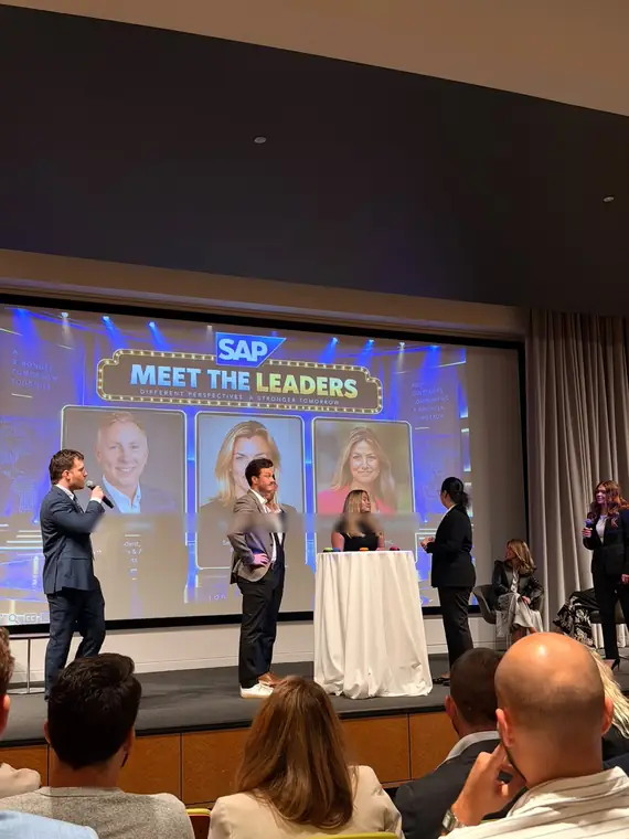 Speakers on stage at an SAP Meet the Leaders session